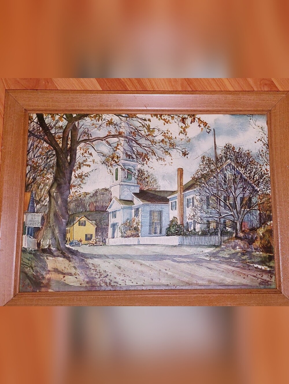 3D New England Country Church Vintage Art